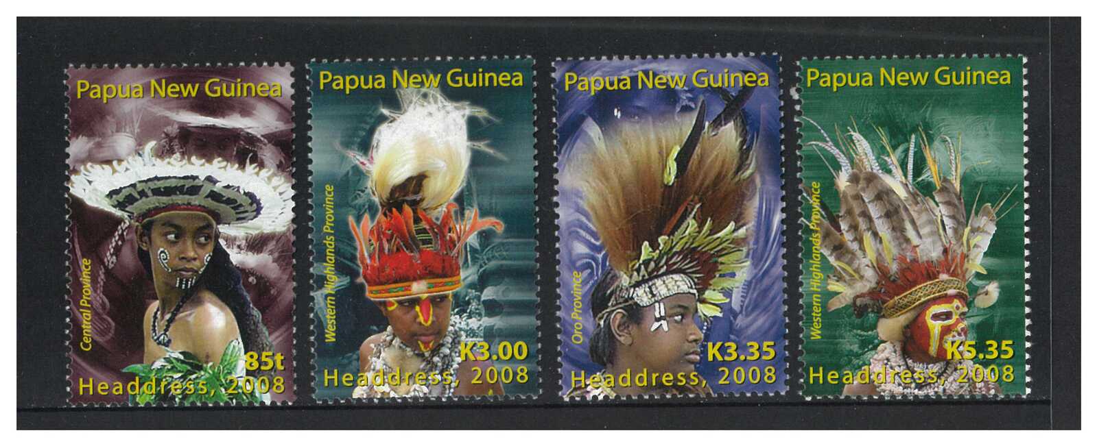 Papua New Guinea 2008 Traditional Headdress Set of 4 Stamps MUH SG1255/58