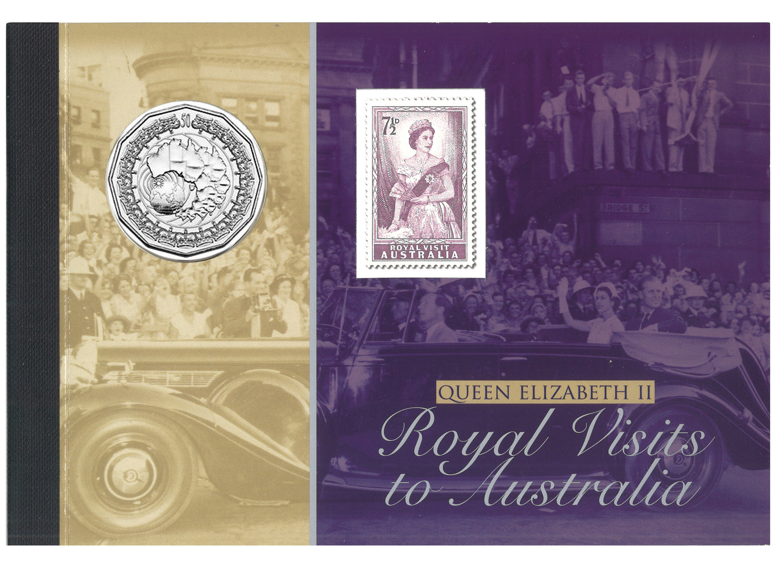 Download Australia 2006 QEII Royal Visit Prestige MUH Stamp Booklet W/ 50c UNC Coin