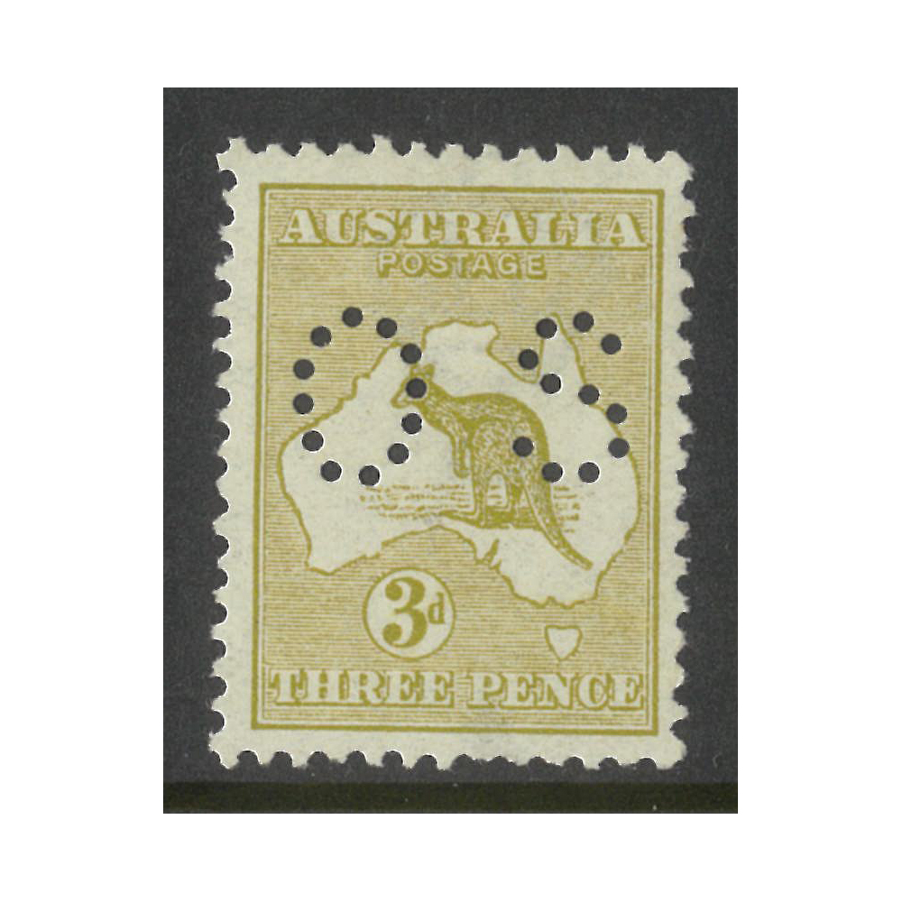 Australia Kangaroo Stamp 1st WMK 3d Olive Die I Perf Small OS SG O20 ...