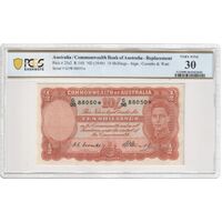 Australia 1949 10 Shillings  Coombs/Watt STAR PREFIX Banknote PCGS 30