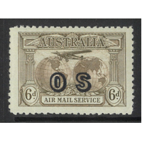 Australia 1931 Sepia Air Mail Service 6d Stamp OS opt SG139a Mint Unhinged #AUBK