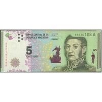Argentina 2015 Five Pesos Banknote P359 Unc