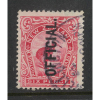 New Zealand 1907 6d Kiwi Stamp Overprinted "Official" SG O64 Fine Used 22-13