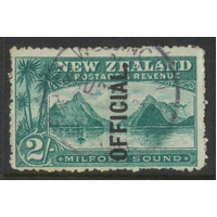 New Zealand 1907 Milford Sound 2/- Stamp Ovpt "Official" SG O66 Fine Used 22-13