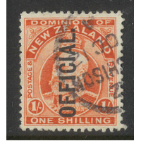 New Zealand 1910 KEVII 1/- Stamp Orange Ovpt "Official" SG O77 Fine Used 22-13