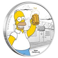 2019 The Simpsons Homer - Tuvalu $1 Coloured 1oz Silver Proof Perth Mint Coin