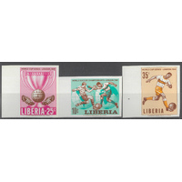 Liberia 1966 World Cup Imperf Set of 3 Stamps Scott 444/46 MUH 36-18