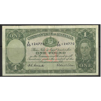 Commonwealth of Australia 1952 £1 Banknote Coombs/Wilson Last Prefix X55 R32L gF #P66