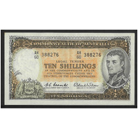 Commonwealth of Australia 1954 Ten Shillings Banknote Coombs/Wilson R16 VF+ #P67