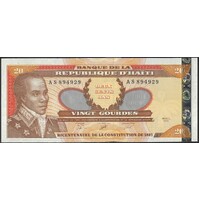 Haiti 2001 20 Gourdes Constitution Bicentenary Banknote 6 digit serial no P271A Unc