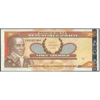 Haiti 2001 20 Gourdes Constitution Bicentenary Banknote 9 digit serial no P271A Unc