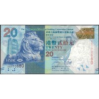 Hong Kong 2010 HKSBC Twenty Dollars Banknote P212a Unc