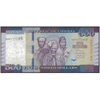 Liberia 2016 Five Hundred Dollars Banknote P36a Unc