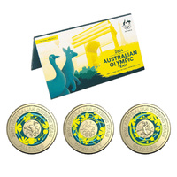 Australia 2024 Olympic Team $2 Coloured 3-Coin Collection in Folder