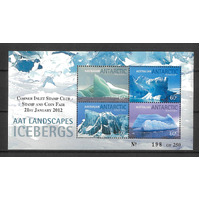 AAT 2012 Icebergs Mini Sheet Ovpt "Corner Inlet Stamp Club Fair" No.198 of 250 MUH 36-17
