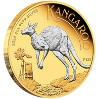 Australian Kangaroo 2024 2oz Silver Proof Reverse Gilded $2 Coin