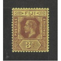 Fiji: 1914 KGV 3d Purple/Yellow Single Stamp SG 130 MLH #BR348