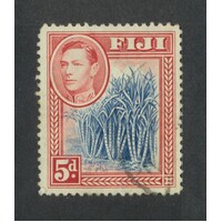 Fiji: 1938 KGVI 5d Blue Cane Single Stamp SG 258 FU #BR348