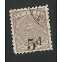 Fiji: 1892 5d Surcharge ON 4d Dull Purple Single Stamp SG 73a FU #BR434
