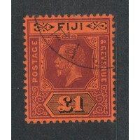 Fiji: 1914 KGV £1 DIE I Single Stamp SG 137 VFU #BR434