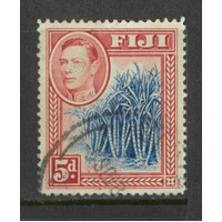 Fiji: 1938 KGVI 5d Blue Cane Single Stamp SG 258 FU #BR434