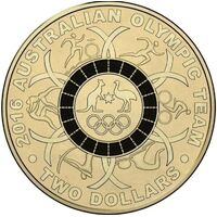 Australia 2016 Olympic Team $2 Dollars Coloured UNC Coin Loose Ex Mint Bag - Black