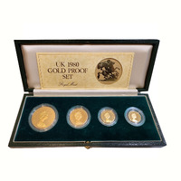 Great Britain 1980 4 Coin Gold Proof sovereign set cased with certificate Collection