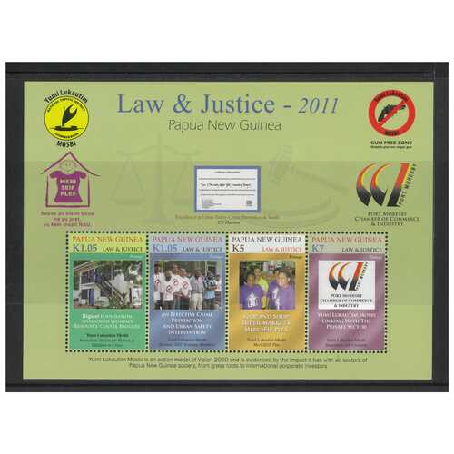 Papua New Guinea 2011 Urban Safety & Crime Prevention/Law & Justice Mini Sheet of 4 Stamps MUH SG MS1500