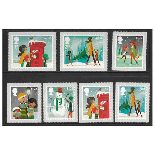 Great Britain 2014 Christmas Set of 7 Stamps Self-adhesive SG3650/56 MUH 