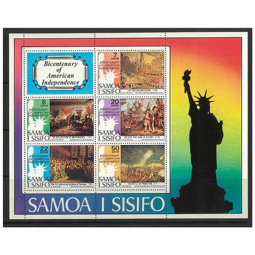 Samoa 1976 Bicentenary of American Revolution Mini Sheet of 5 Stamps SG MS464 MUH