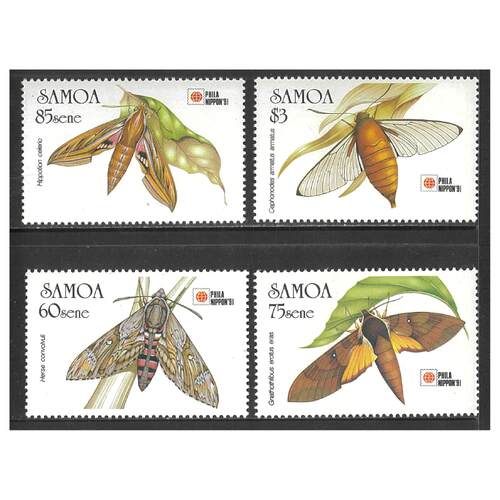 Samoa 1991 Phila Nippon International Stamp Expo Tokyo/Moths Set of 4 Stamps SG868/71 MUH