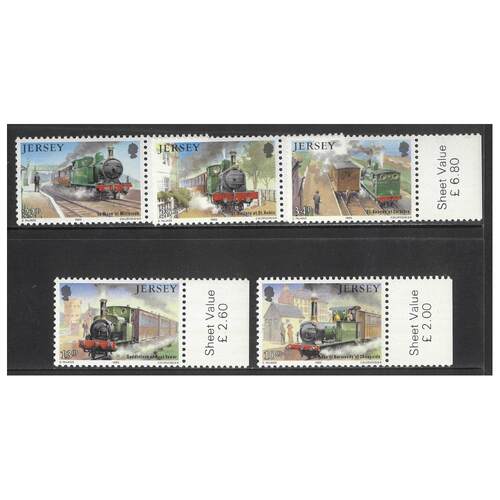 Jersey 1985 Railway History 2nd Series Set of 5 Stamps SG365/69 MUH