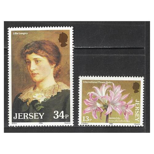 Jersey 1986 Lilies Set of 2 Stamps SG380/81 MUH