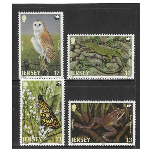 Jersey 1989 Endangered Jersey Fauna Set of 4 Stamps SG492/95 MUH