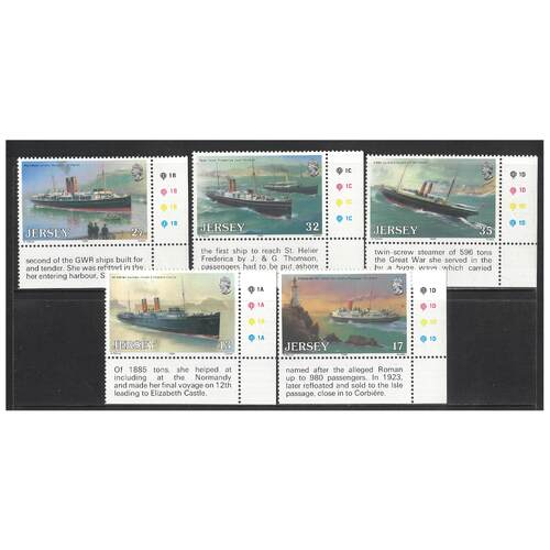 Jersey 1989 Centenary of Great Western Railway Steamer to Channel Islands Set of 5 Stamp SG507/11 MUH