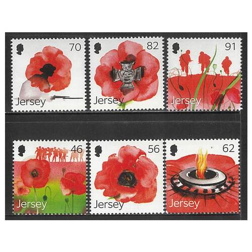 Jersey 2014 Remembrance WWI/Poppies & Soldiers Set of 6 Stamps SG1824/29 MUH