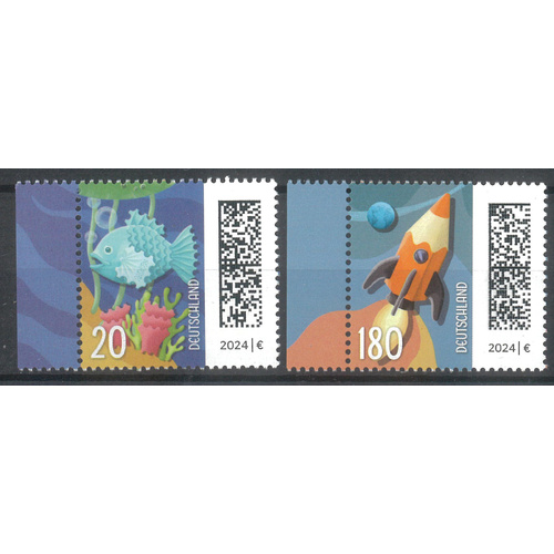 Germany 2024 Fish & Rocket 2 Definitive Stamps MUH