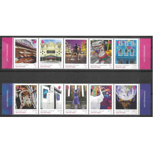 Isle of Man 2025 Arts Council 60 Years Set of 10 Stamps in 2 strips MUH