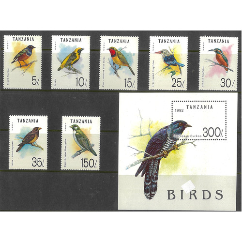 Tanzania 1992 Birds Set/7 Stamps & Mini Sheet SG1353/60 MUH 28-13