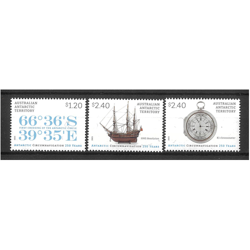 AAT 2023 Antarctic Circumnavigation 250 Years Set of 3 Stamps MUH