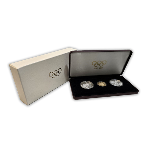 France 1994 100th Anniversary Olympic Committee Gold 500 Fr & 2 Silver 100 Fr Proof Coin Set