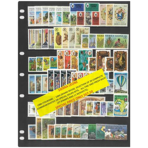 Sierra Leone 1980-84 Selection of 20 Commemorative Sets 77 Stamps & 11 Mini Sheets MUH #407