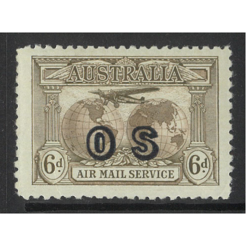 Australia 1931 Sepia Air Mail Service 6d Stamp OS opt SG139a Mint Unhinged #AUBK