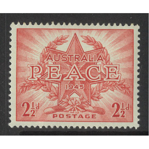 Australia 1945 Peace 2½d Stamp no watermark BW236a Mint Unhinged #AUBK