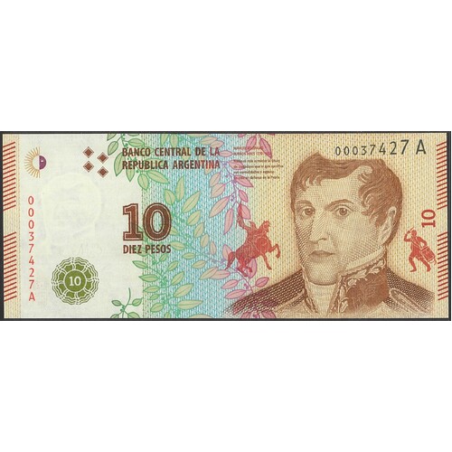 Argentina 2016 Ten Pesos Banknote P360 Unc