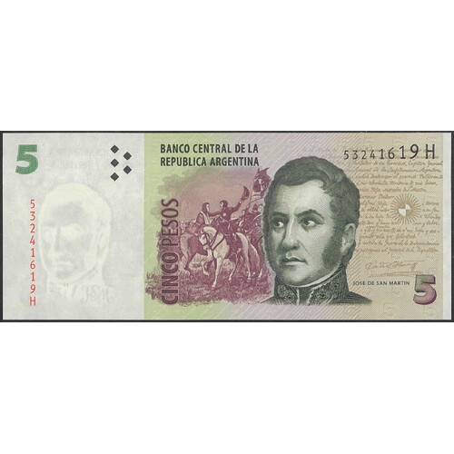 Argentina 2013 Five Pesos Banknote P353c Unc