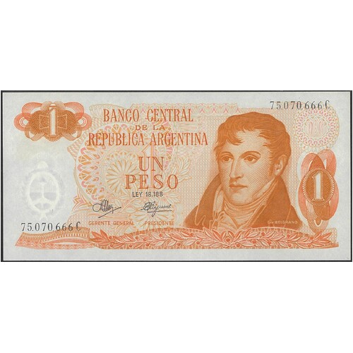 Argentina 1970-73 One Peso Banknote P287 Unc