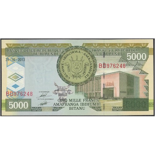 Burundi 2013 Five Thousand Francs Banknote P48c Unc