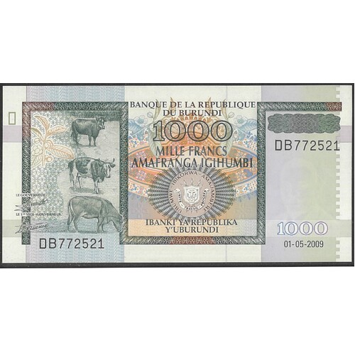 Burundi 2009 One Thousand Francs Banknote P46 Unc