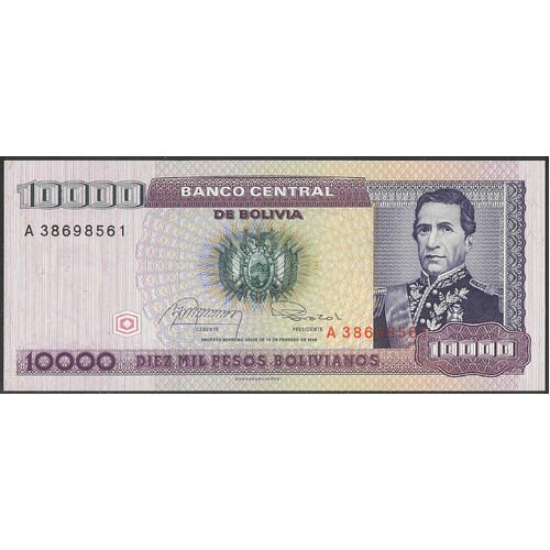 Bolivia 1987 One Centavo on Ten Thousand Pesos B. Banknote P195 Unc